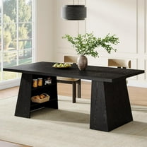 Finmind 63" Modern Dining Table for 4-6, Wood Kitchen Table for Kitchen, Dining Room, Black
