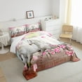 thumbnail image 2 of Erosebridal Galloping Horse Comforter Set Twin Size, Teens Western Cowboy Duvet Insert, Cherry Blossoms Petal Bedding Set , Farm Animal Quilted Duvet Bedroom Decor, White Pink, 2 of 5