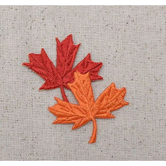 Fall Leaves - Red/Orange - Iron on Applique - Embroidered Patch