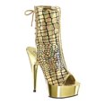 thumbnail image 2 of *6" Heel, 1 3/4" PF Open Toe/Heel Ankle Boot, Side Zip - Gold Hologram Ostrich Pu/Gold Chrome, 10, 2 of 2