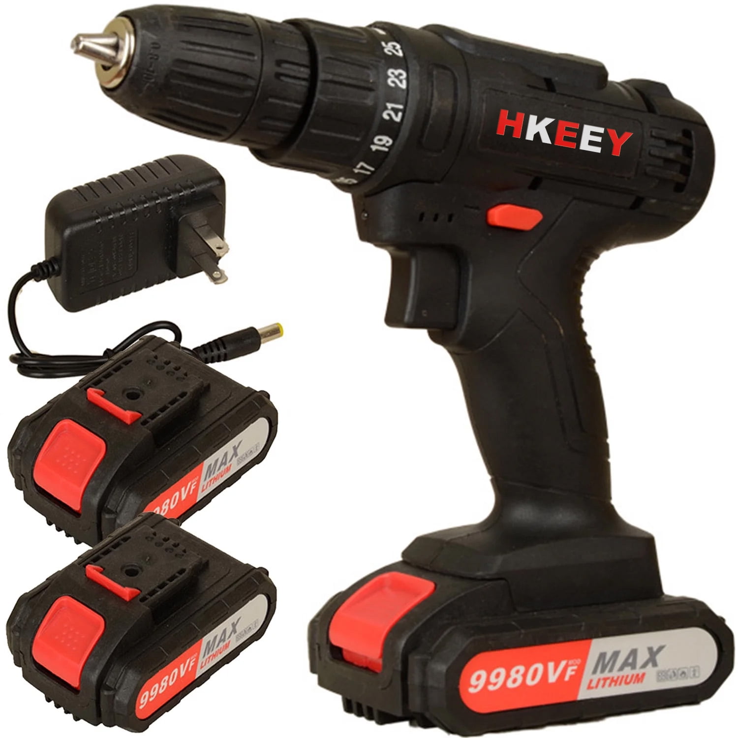 Camkey Cordless Drill，21V Electric Power Drill with 2 Lithium-Ion Battery & Charger，Cordless Drill / Driver for Home Improvement & DIY Projects