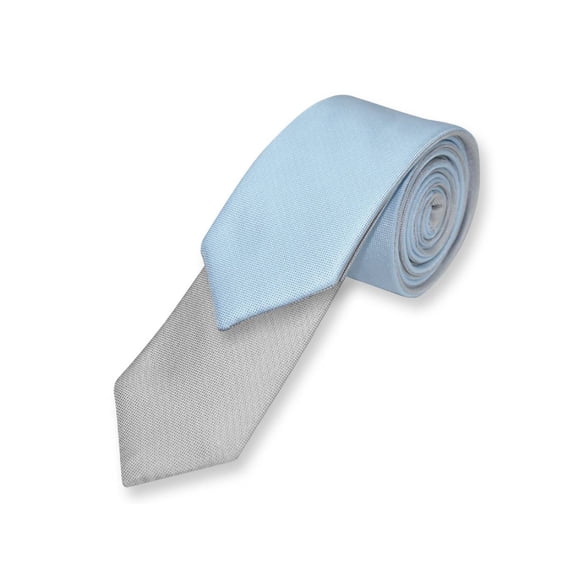 Biagio TWO-SIDED NeckTie Solid BABY BLUE and SILVER GREY Men's Neck Tie