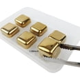 thumbnail image 3 of 6PCS Stainless Steel Whiskey Stones Gift Set, Reusable Cooling Whisky Rocks, Metal Ice Cubes Beverage Chilling Stones, Wine Cooler with Ice Tong (Gold Set), 3 of 5