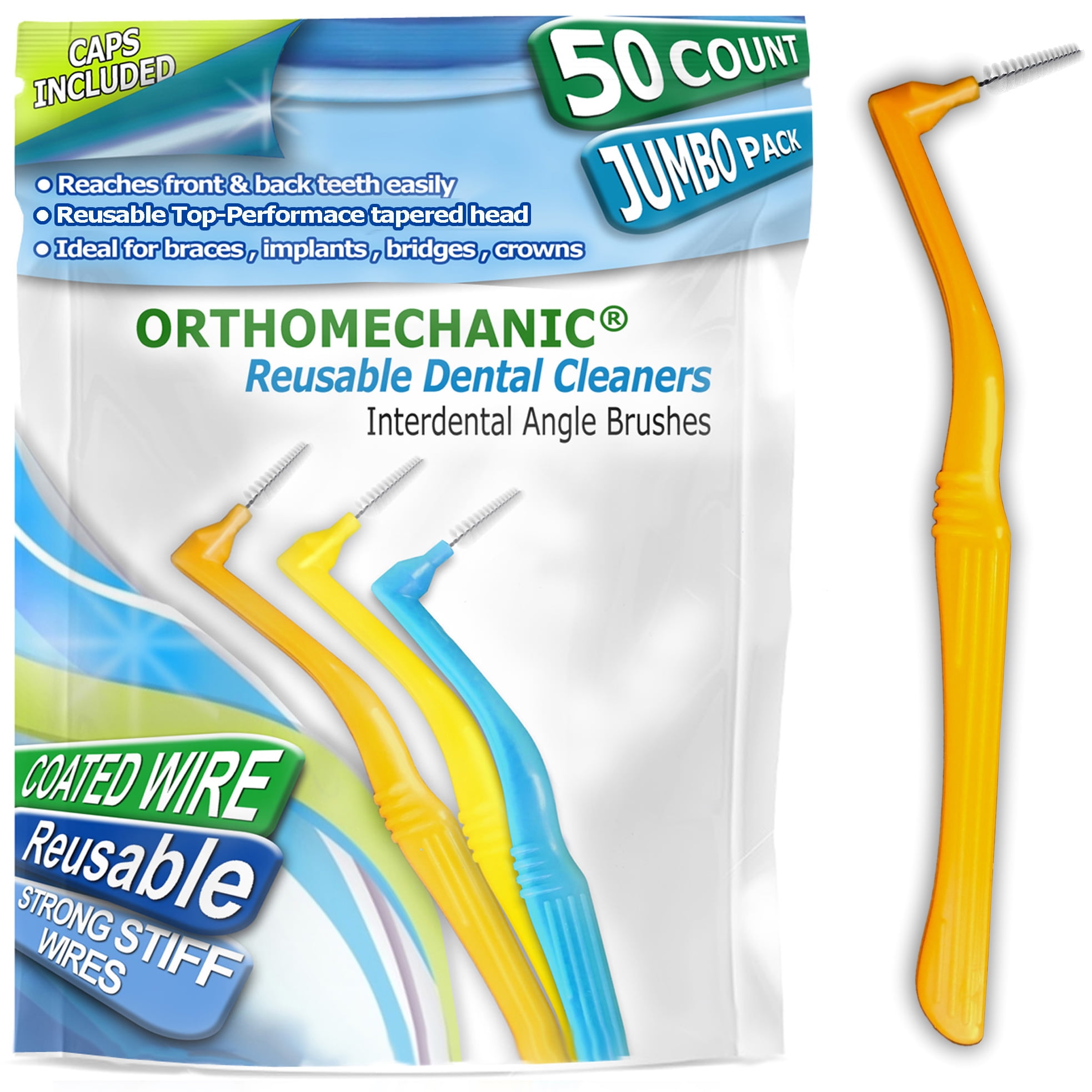 Interdental brush Angle Cleaners 50 Pack, Bestseller Orthomechanic,  Tight,  Jumbo Pack