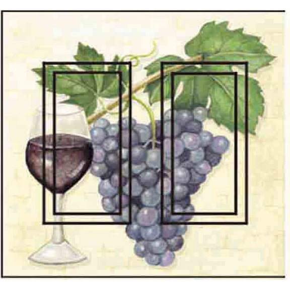 Wine Grape Double Rocker SwitchStix Peel and Stick Art Deco Switch Plate Cover Applique Washable Heat/Steam/Water-Resistant - 1 unit