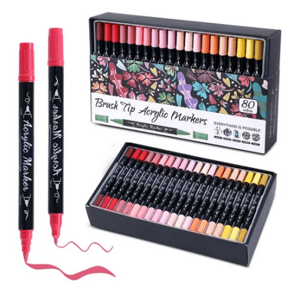 80 Colores Xtellar Marcadores Plumones Acrilico Punta Pincel Kit