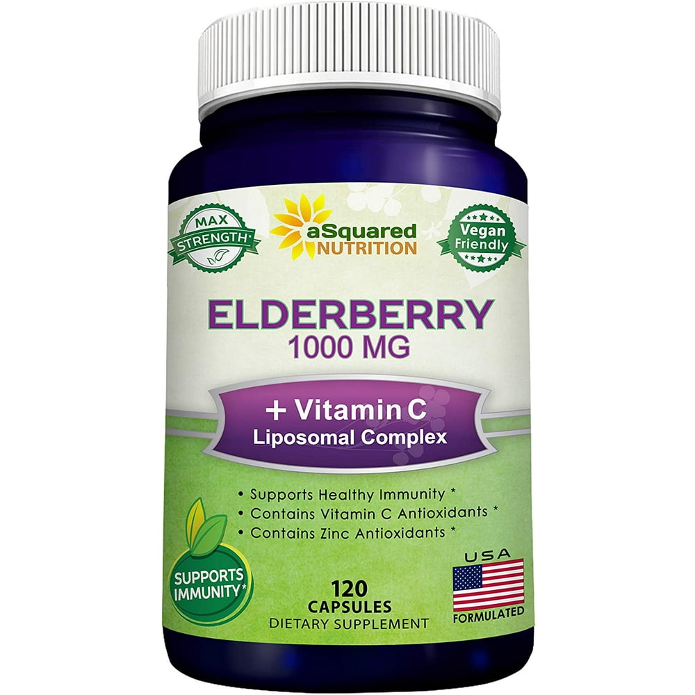 Black Elderberry Capsules with Vitamin C & Zinc Supplement Elderberry