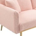 thumbnail image 5 of Luccalily Accent Bed Sofa,Velvet Leisure Sleeper Comfy Sofa Couch with 2 Throw Pillow, Accent Sofa Recliner,with 5 Rose Golden Metal Legs,Mid-Century Modern Velvet loveseat Sofa for Living Room, 5 of 14