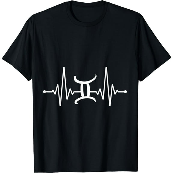 Gemini Symbol Heartbeat Zodiac Sign T-Shirt