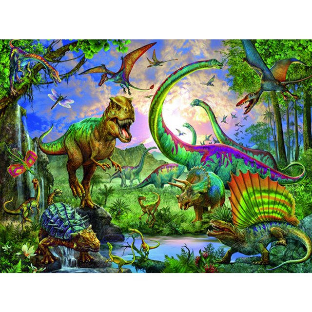 Cuadros Decorativos 5D DIY diamante pintura bosque primitivo dinosaurios completo cuadrado taladro decoración arte JShteea Nuevos Originales