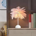 thumbnail image 3 of MYG Feather Table Lamp Bedroom Bedside Lamp For Teenage Home Bedroom Decor Fashion, 3 of 7