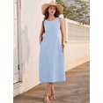 thumbnail image 6 of Women's Dresses Long Sundresses Plaid Striped Pockets Maxi Dress for Summer Casual Beach Vacation S, 6 of 9