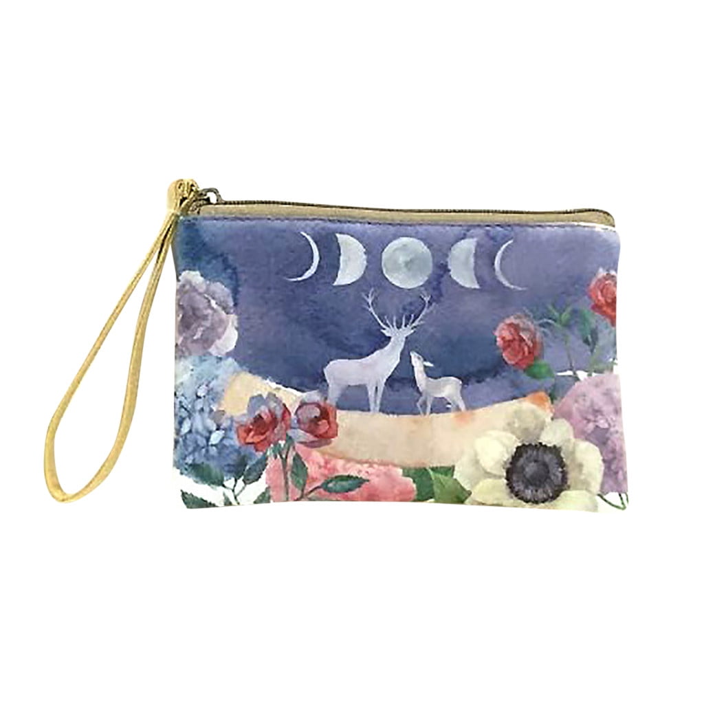 Sweet Elephants In Grey Zipper Canvas Coin Purse Wallet Make Up Bag,Cellphone Bag With Handle