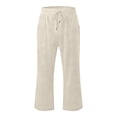 thumbnail image 4 of Glisme Womens Pants Elastic Waist Relax Fit Trousers Straight Leg Slacks With Pocket Basic Bottoms Yellow M, 4 of 5