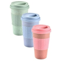 3 Pcs Wheat Straw Cup Water Glasses Espresso Cups Plastic Reusable Large Drinking Mugs Coffee with Lid