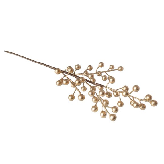AFQH Artificial Berry Twigs Gold and Silver Berries Christmas Berry Stems for DIY Floral Arrangements Wedding Party Holiday Decorations gold