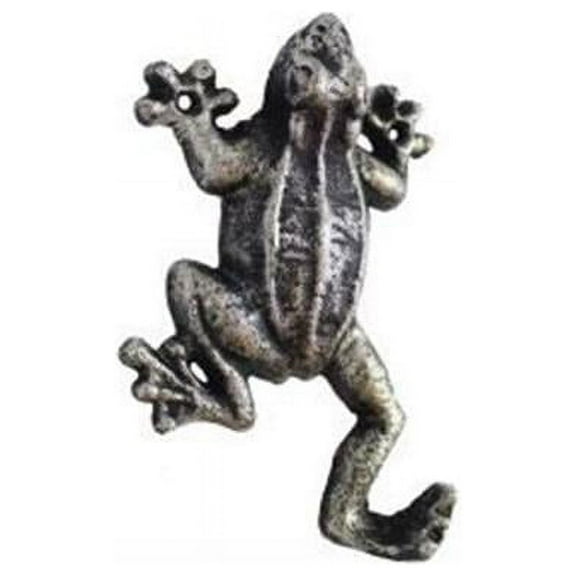 Handcrafted Nautical Decor Rustic Silver Cast Iron Frog Hook 6" - Rustic Wall Hook - Frog Decoration