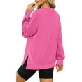 thumbnail image 4 of CaiJunJia Sweatshirts , Fall Women's Soft Oversized Sweatshirt Casual Long Sleeve Solid Open Fork Tops Blouse, 4 of 4