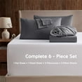 thumbnail image 2 of LammaLoe Extra Deep Pocket Queen Sheets set, Fits 18"-24" Mattress, 6 Piece Soft Microfiber Bed Sheet Sets, Dark Gray, 2 of 8