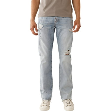 True Religion Mens Relaxed Destroyed Straight Leg Jeans