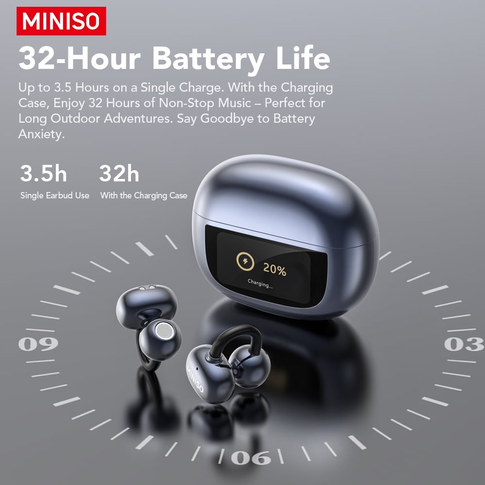 Miniso MS212-Clip-on Earbuds, Heart Rate Bluetooth Noise