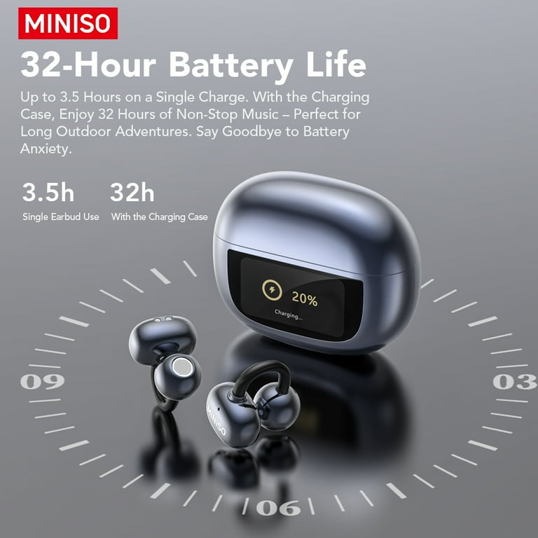 Miniso MS212-Clip-on Earbuds, Heart Rate Bluetooth Noise