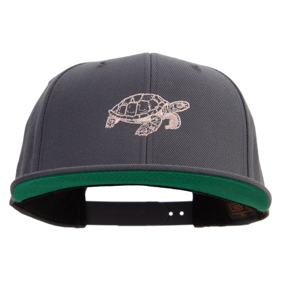 Turtle Swimming Embroidered Wool Blend Prostyle Snapback - Dk Grey OSFM