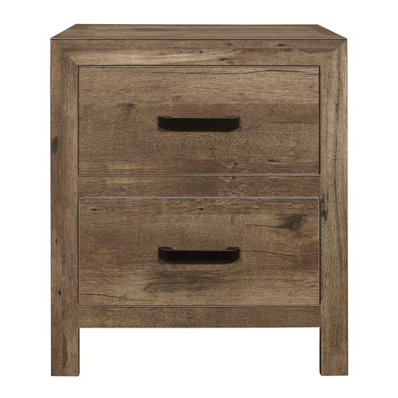 Tcbosik Wood Nightstand with 2 Drawers and Metal Handle, Natural