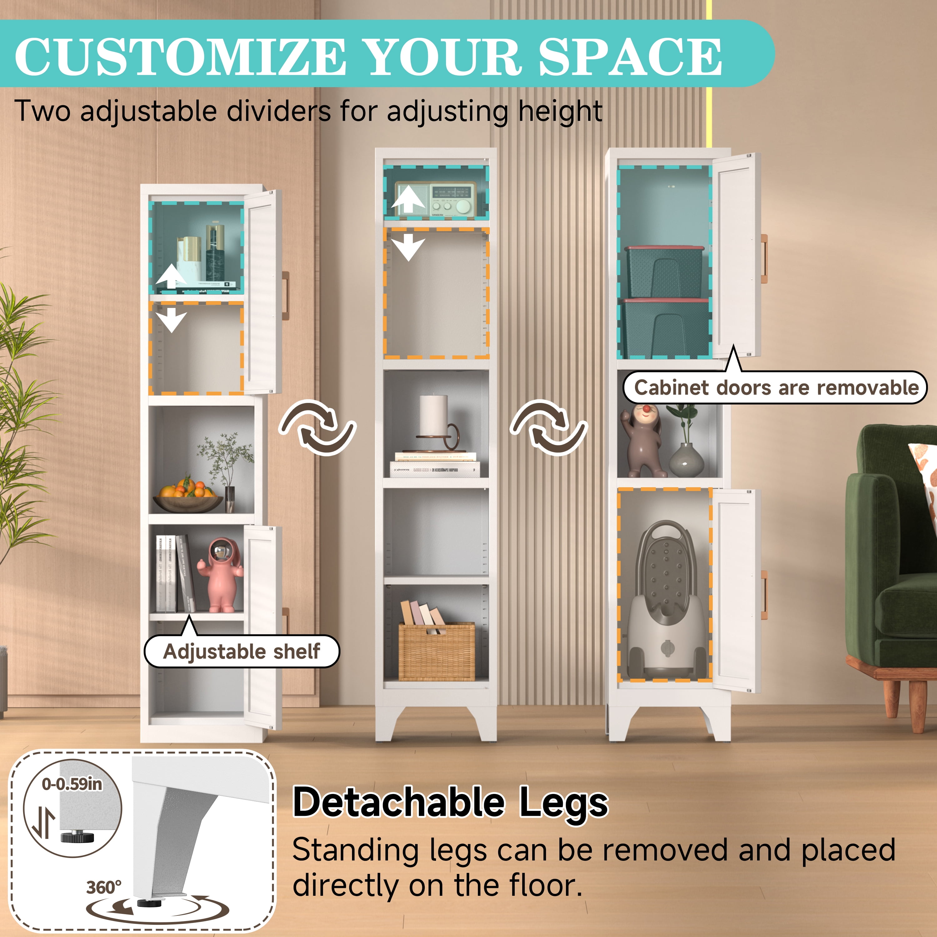 Kitchen Pantry Cabinet with Countertop,67" Tall Metal Storage Cabinet with Doors ＆ Adjustable Shelves,Freestanding Cupboard for Kitchen,Dining Room,Living Room and Bathroom-Assemble Required(White)