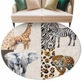 thumbnail image 2 of Modern Animals Large Round Rug 8 FT, Non Slip Living Room Area Carpet, Vintage Giraffe Zebra Elephant Leopard Washable Soft Circle Rug Non-Shedding Floor Carpet for Bedroom Office Dining Room, 2 of 9