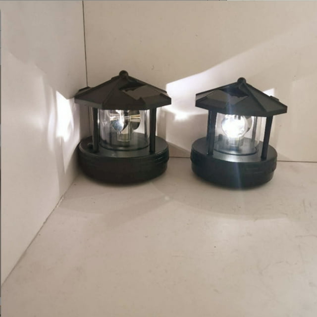 stanreset Solar LED Light Rotating Waterproof Street Lamp Lighthouse Indoor Lights Courtyard Yard Patio Driveway Lighting