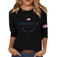thumbnail image 2 of Conairie 4th of July Tops Womens Short Sleeve Crew Neck Patriotic T Shirts American Flag Print Loose Blouses Pullover Outfits Black L, 2 of 4