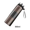 thumbnail image 3 of Ounissouiy Taza de gran capacidad, botella de agua aislada de acero inoxidable, bebidas térmicas para coche, termo de oficina, deportes, ciclismo Teteras Marrón oscuro/800ml, 3 of 6
