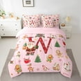 thumbnail image 3 of Manfei Red Initial W Letter 7 Pieces Bedding Comforter Set, Kawaii Cartoon Santa Claus Full Bedding Set, Christmas Reindeer Reversible Fitted Sheet Flat Sheet, Luxury Bedroom Decor, 3 of 8
