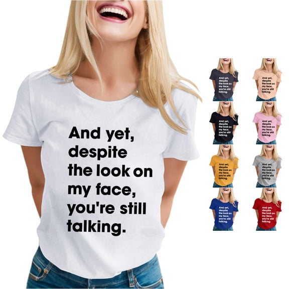 Tanghaowl Womens T Shirts, Womens Sarcastic Funny Sayings Novelty Graphic Tee Shirt Witty Humor White M