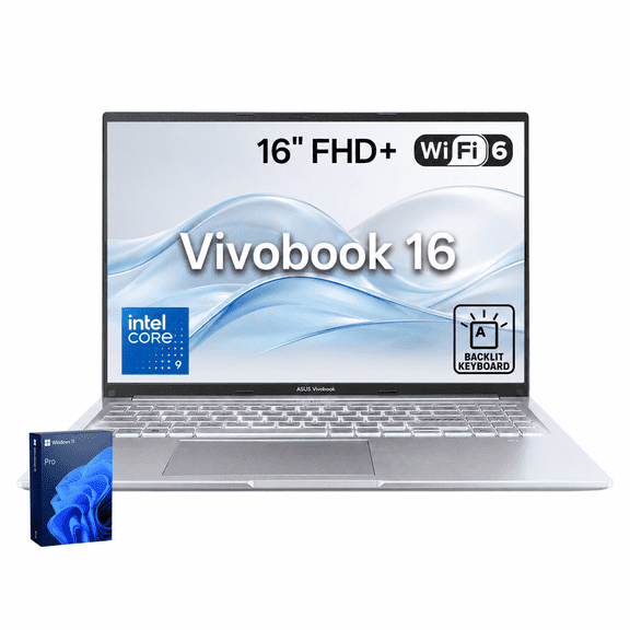 ASUS Vivobook 16 16" FHD Laptop, Intel Core 9 270H, 16GB DDR5, 512GB SSD, Windows 11 Pro, Silver