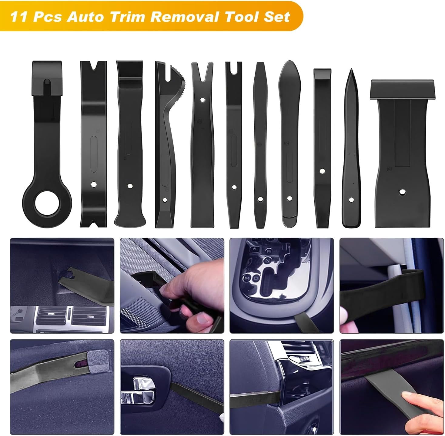 GOOACC 40Pcs Trim Removal Tool,Auto Terminal Removal Key Tool,Auto Clip Pliers Stereo Removal Tools,Car Upholstery Repair Removal Kit,Precision Hook and Pick Set,Wiring Threader,Car Film Scrape-Black