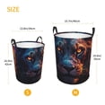 thumbnail image 3 of Balery Forest Cool Lion Cesta de ropa redonda con asas, impermeable, independiente, para ropa, juguetes, dormitorio y familia-Medium, 3 of 6