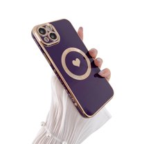 Allytech Magnetic Clear Case for iPhone 14 Pro Max with Camera Lens Protector Full Protection Case Compatible with MagSafe Elegant Anti-Scratch Case Cover for Apple iPhone 14 Pro Max 6.7 Inch - Purple