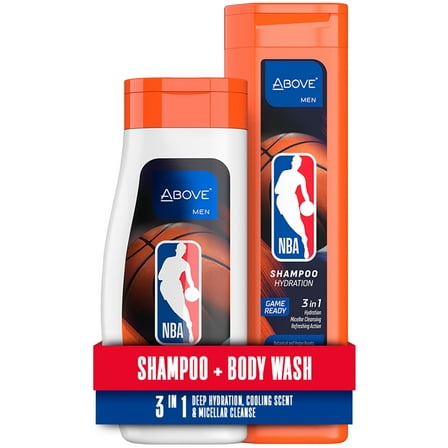 Above NBA 3-in-1 Shampoo, Body Wash for Men, Game Ready, Fresh-Court Cooling Scent, Official NBA Product, 2-Pack Bundle