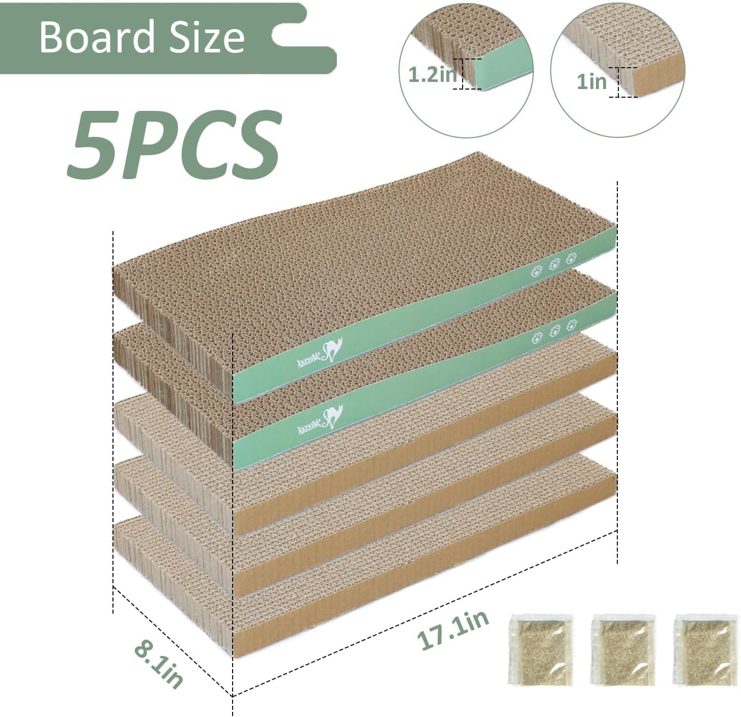 THBN Cat Scratcher Cardboard Scratching Pads Scratch with Catnip 2PCS Reversible Corrugated Cardboard