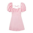 thumbnail image 1 of Robe à Manches Courtes Col Carré Confort d'Été Mode Dos Creusé Couleur Unie Robe à Manches Courtes, 1 of 8