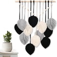 thumbnail image 4 of Leodye 1PCS Leaf Macrame Wall Hanging Tapestry, Hand Woven Wall Art Decor for Bedroom and Living Room Interior -15.7*26.7IN, 4 of 7