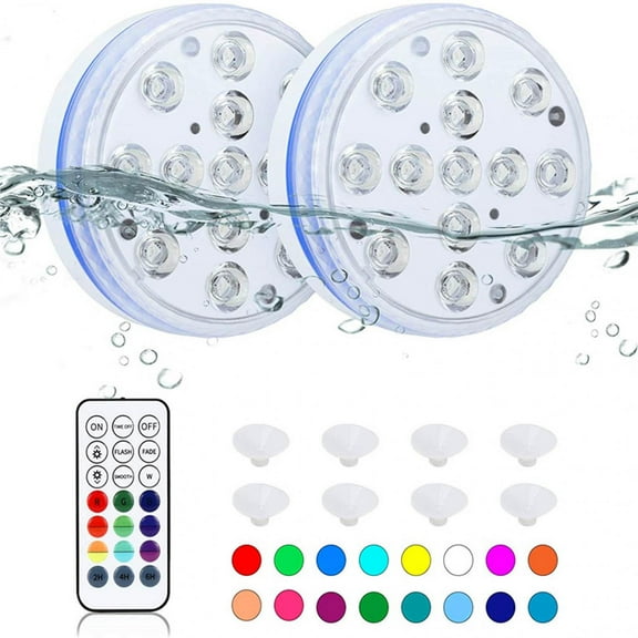 EQWLJWE Submersible Led Lights with Remote - 2.76"Waterproof Underwater Led Light Battery Operated Controlled 16 Color Changing Lamp with Suction Cup for Pool Vase Aquarium Decoration