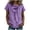 Purple, variant on FchengtaiS Women's Short Sleeve Business Casual Shirts Elegant Knot Neckline Tops Summer Cotton Linen Blouse