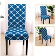 thumbnail image 3 of 4 Pieces Dining Chair Covers, Stretch Washable Geometric Pattern Chair Slipcovers, for Dining Room Kitchen Home Hotel Table Banquet Sets, Ocean Blue, 3 of 7
