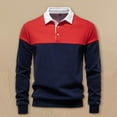 thumbnail image 3 of ZCFZJW Mens Preppy Sweatshirt Color Block Casual Long Sleeve Slim Fit Atheltic Golf Tees Shirt Lightweight Comfy Pullover Tops Autumn Sweatshirts With Collar Red L, 3 of 10