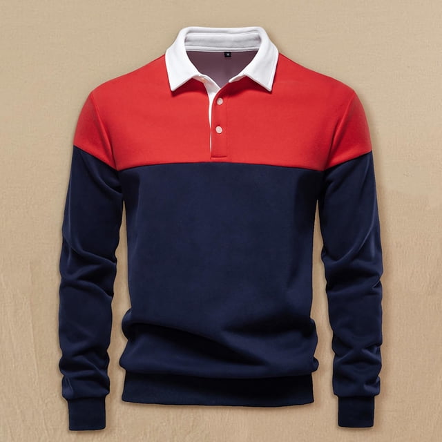 pstuiky Camisas de invierno de manga larga para hombre, Blusa/camiseta informal de manga larga con cuello vuelto de color liso para hombre camisetas de hombre m