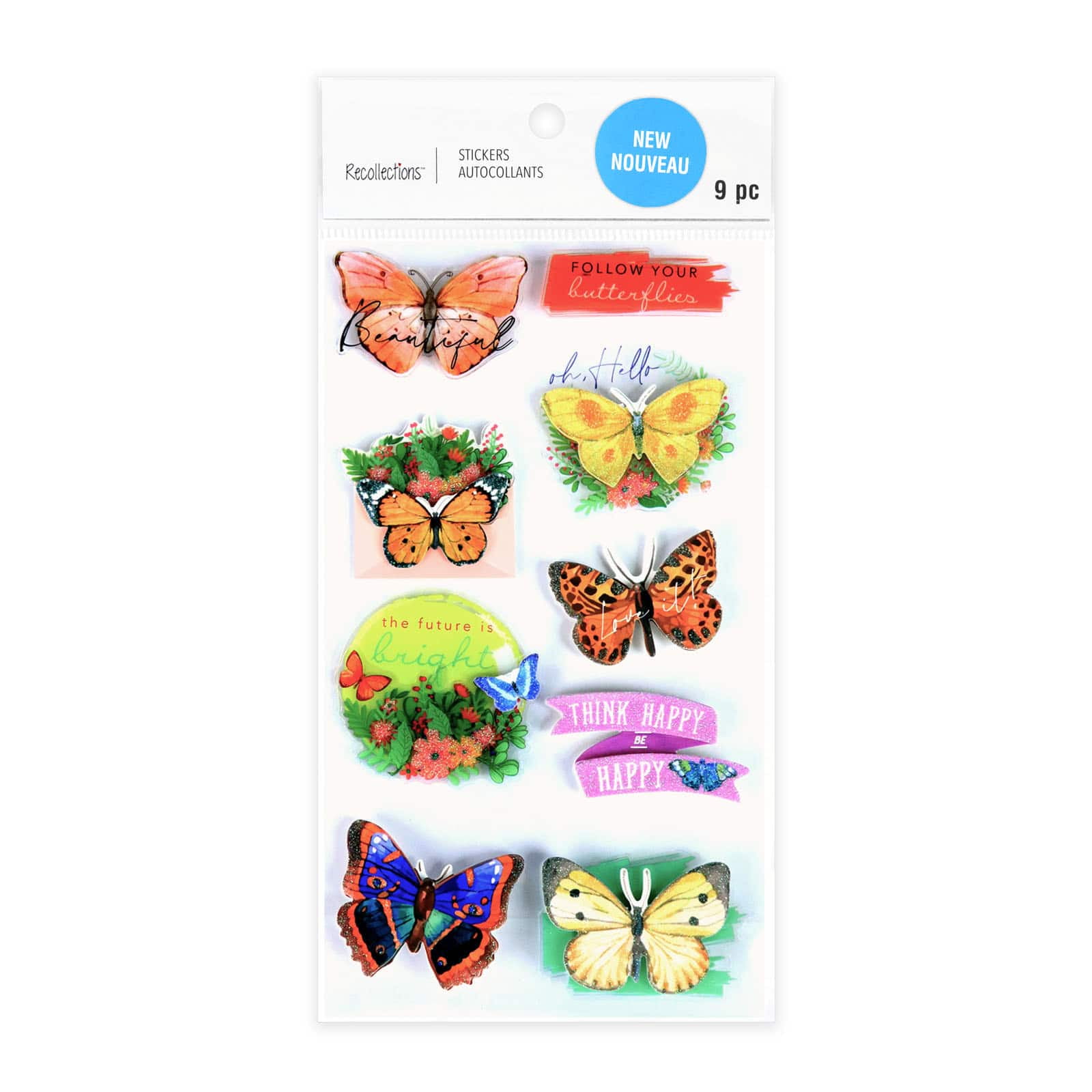 Recollections Butterfly Stickers, 12 Pack