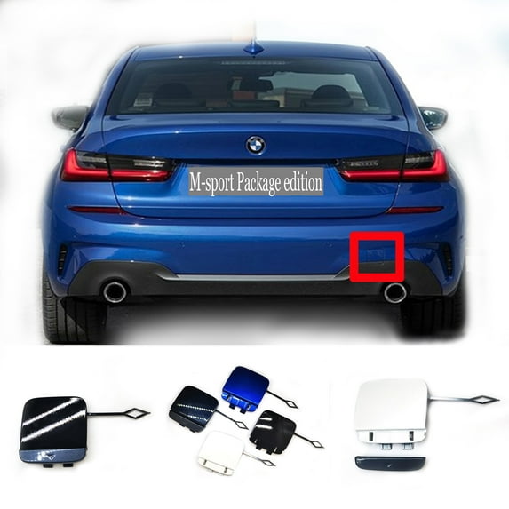 Trimla 2in1 Rear Tow Cover for 19-22 BMW 3 M Sport G20 Sedan G21 Wagon Fit 316d 318dX 320iX 328dX 328iX 330dX 335dX 335i 335iX 2019 2020 2021 2022 Bumper Hook Eye Towing Cap